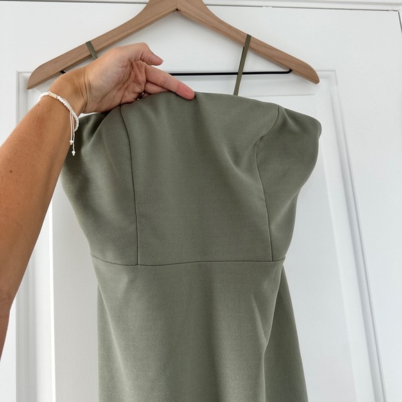 BHLDN Everly Strapless Crepe Gown Dress in Sage Green - Picture 5 of 9